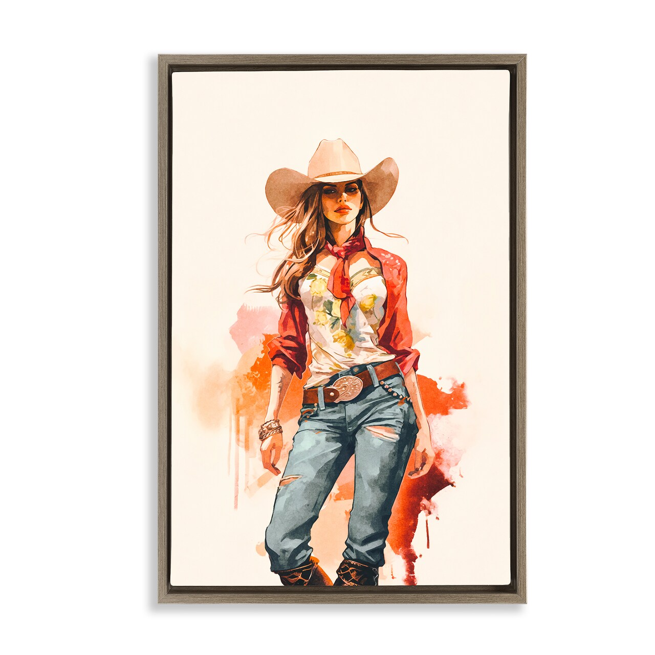 Stupell Industries Wild West Cowgirl Charm Framed Floater Canvas Wall Art Design by Andrea Haase